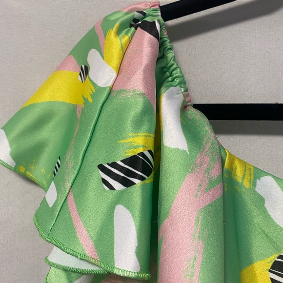 Flounce London Satin Bardot Dress Size 4 - Picture 7 of 11